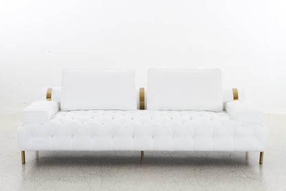 Tufting White 3 Seater Sofa