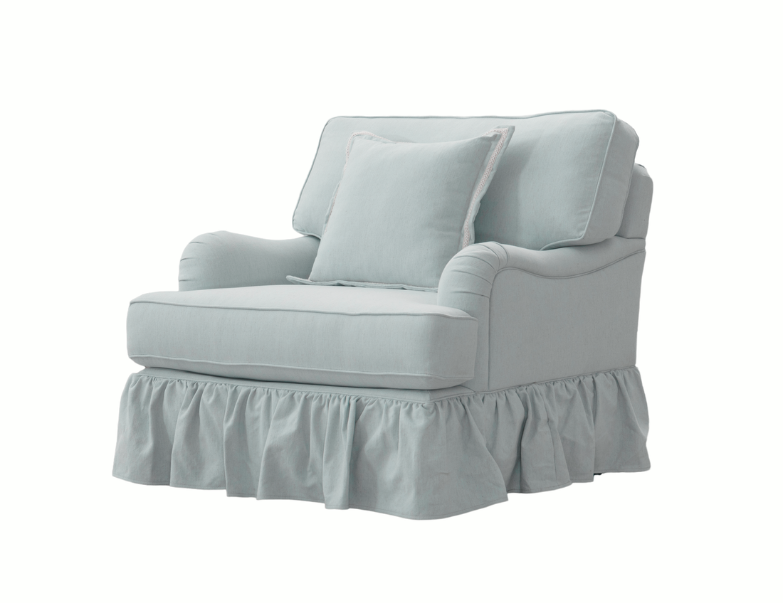 Cottage Calm by Nouf Alaboudi Curtain Blue Chair