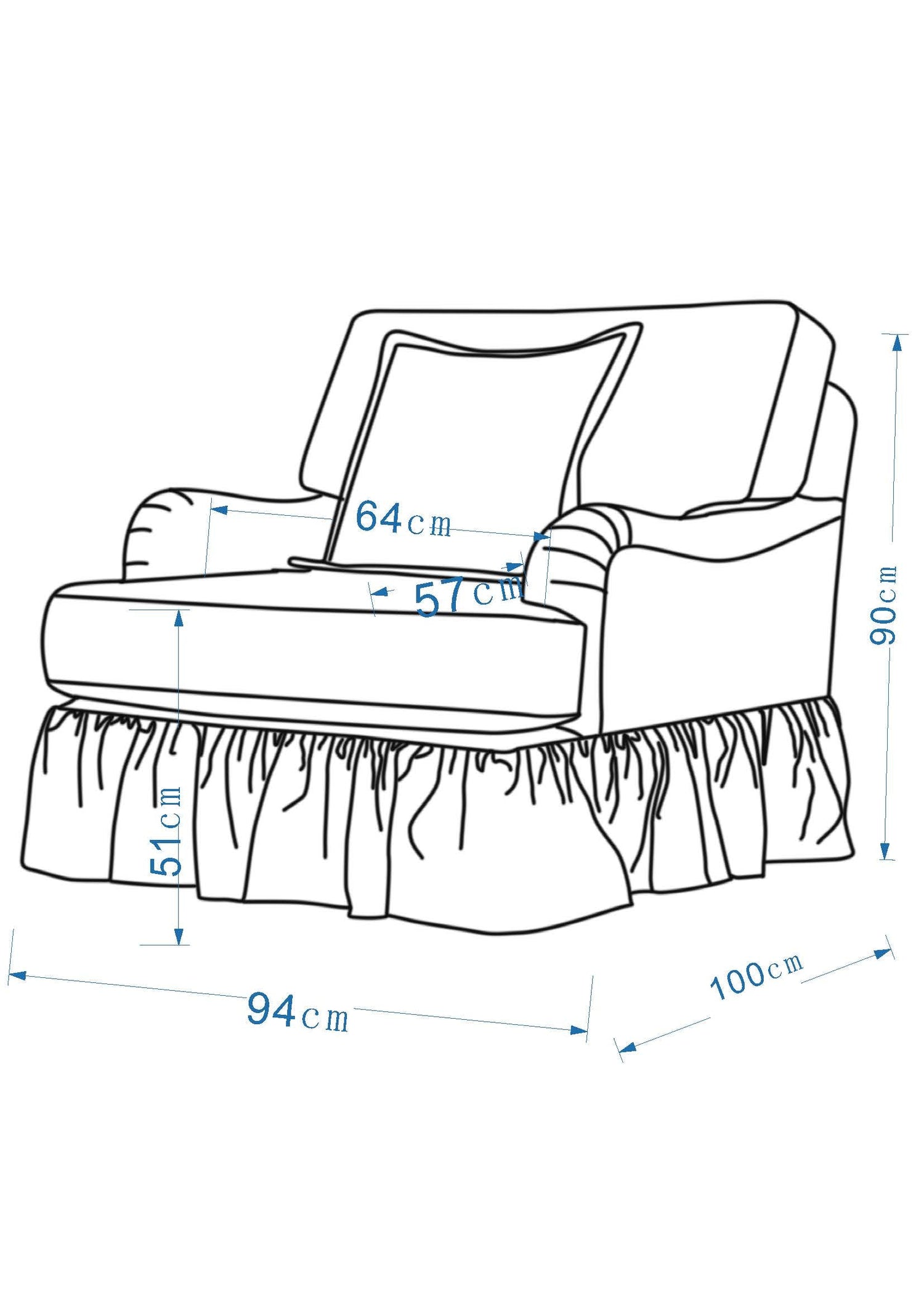 Cottage Calm by Nouf Alaboudi Curtain Blue Chair