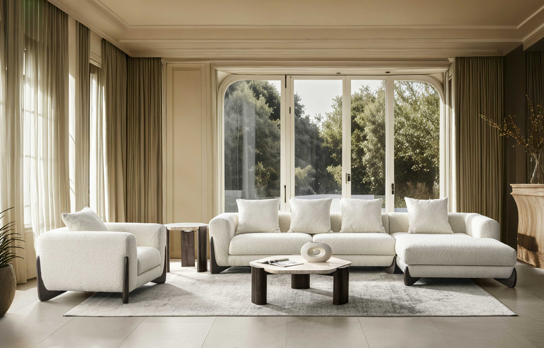 Floux White Right Chaise Sectional