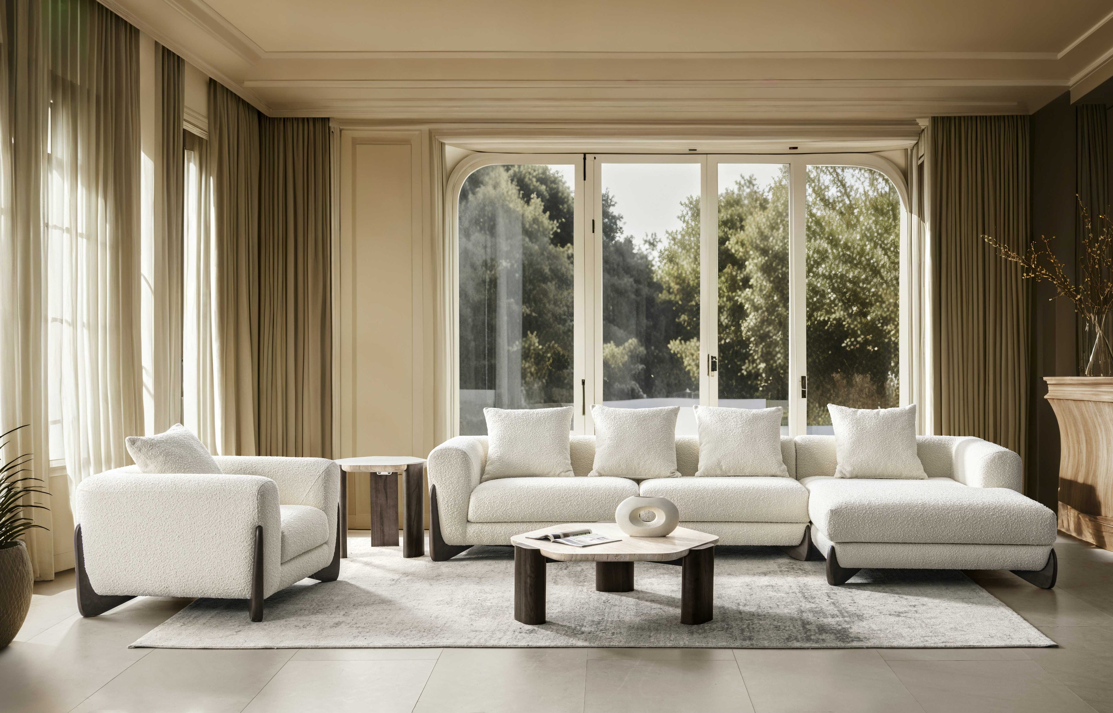 Floux White Right Chaise Sectional