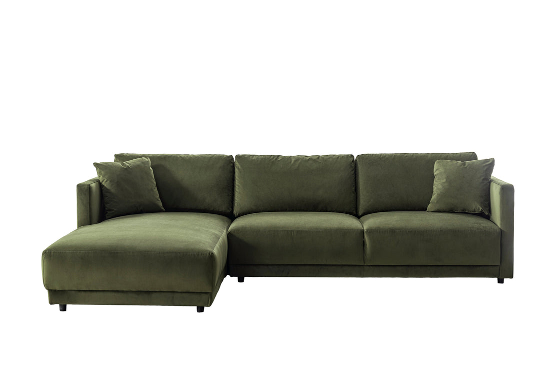 Velano Velvet Green Sectional Left