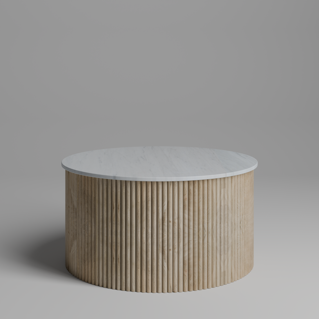 Ribbed Round Coffee Table with Marble