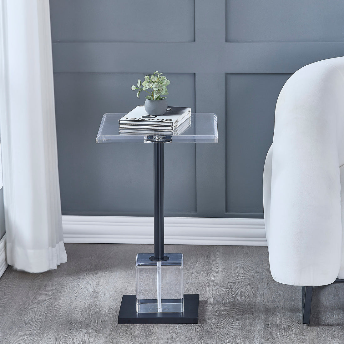 Gayna Brushed Black End Table
