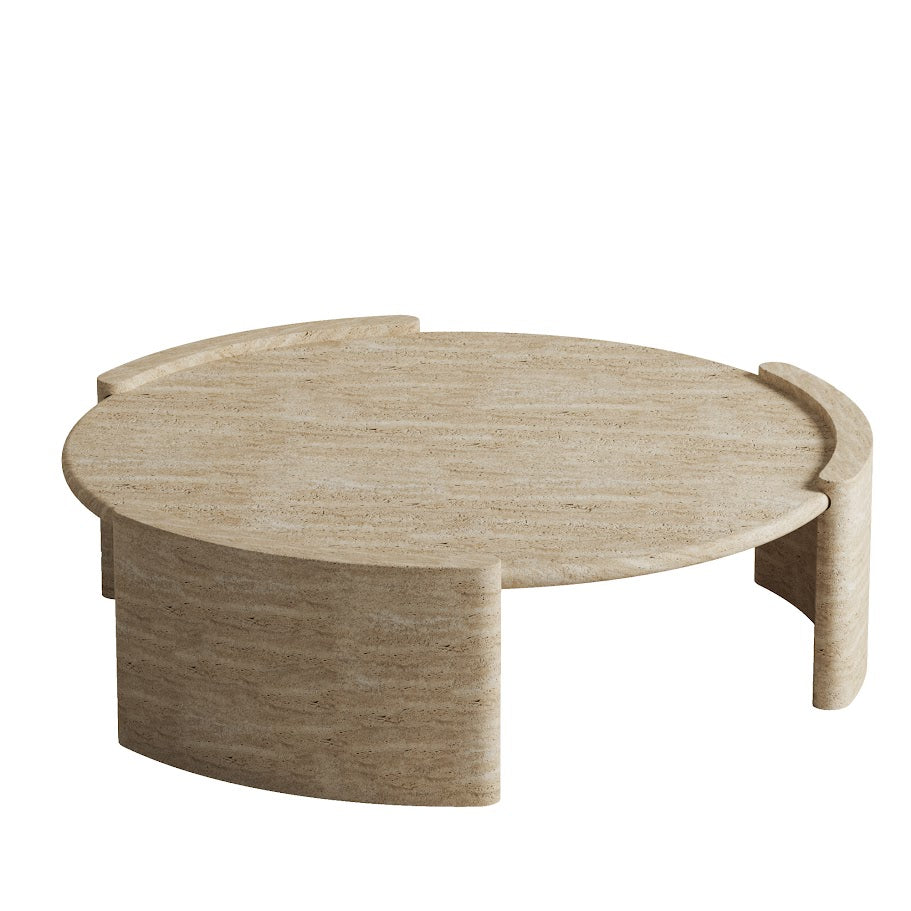 Travertine Finish Side Table