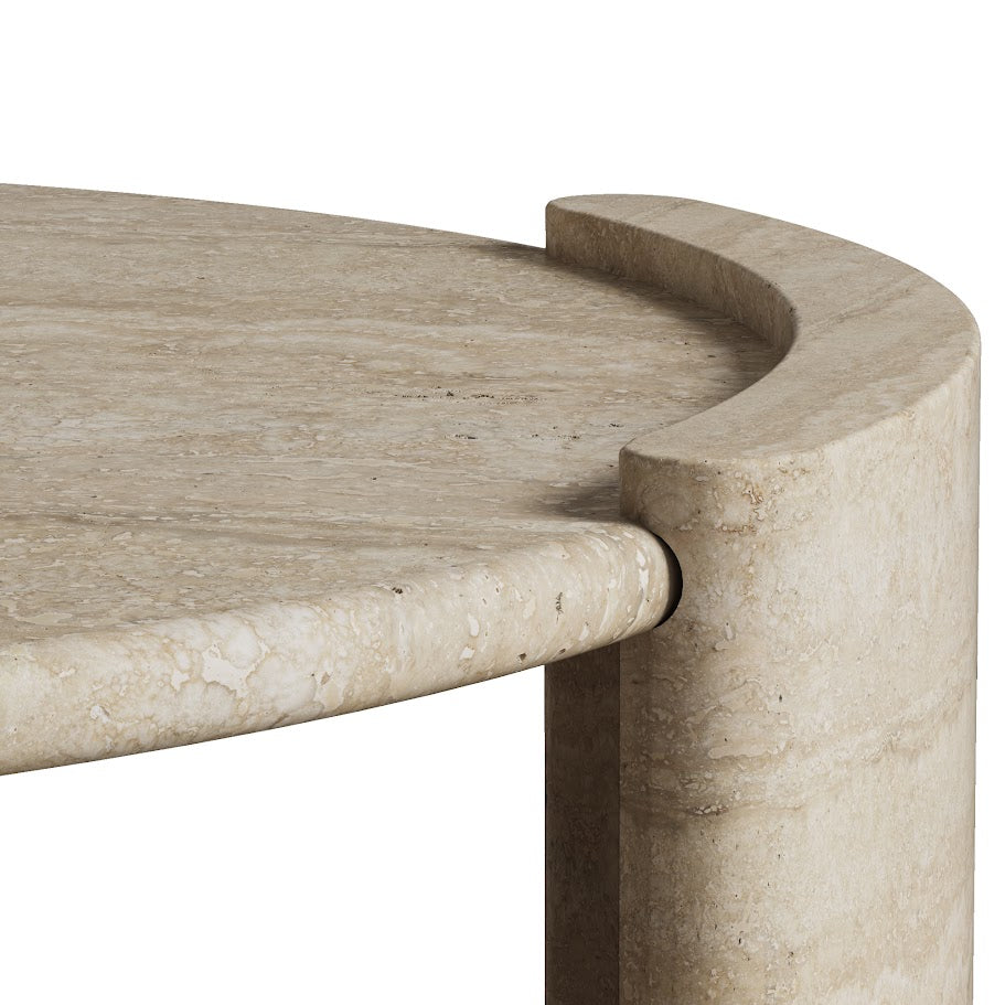 Travertine Finish Side Table