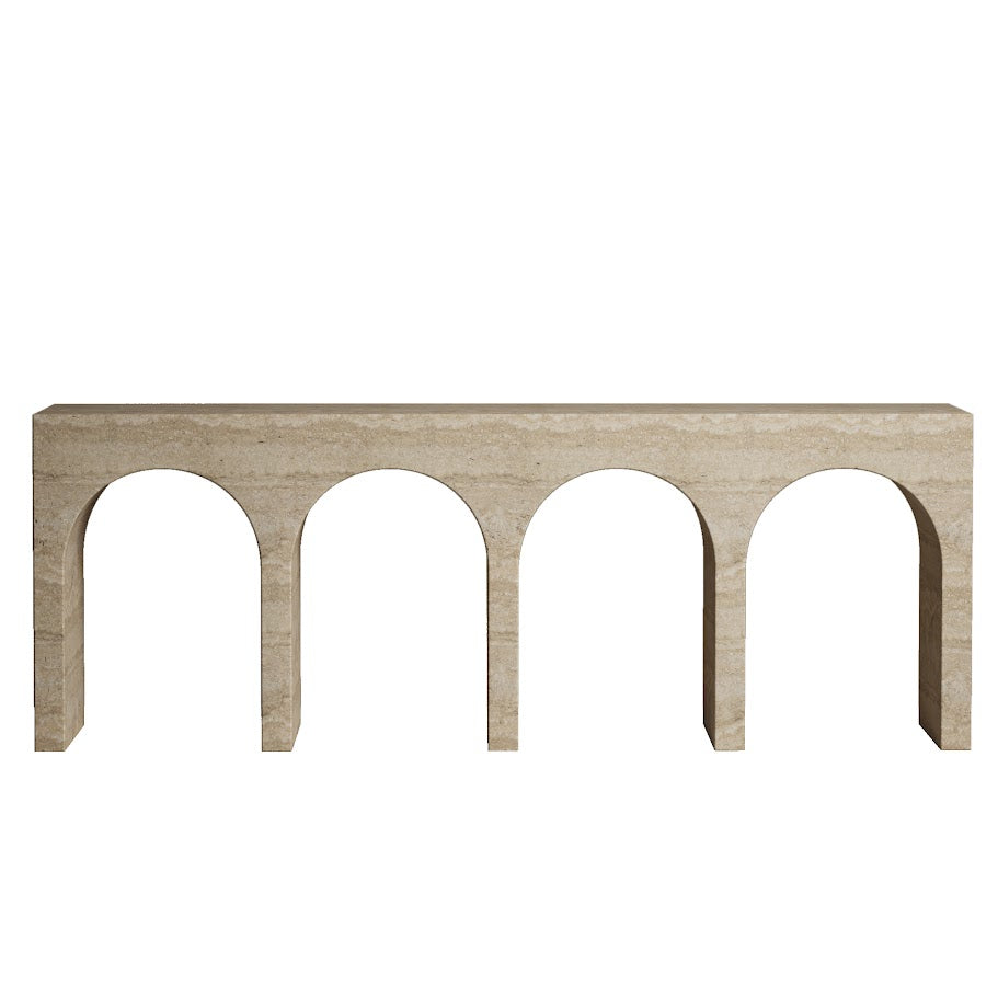 Travertine Finish Concole Table