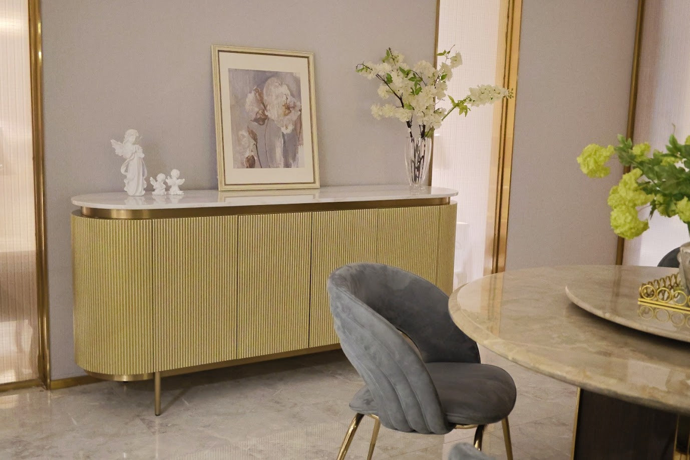 Twirl Wave Brown Sideboard Table