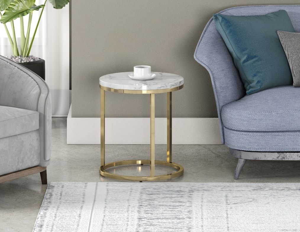 GOLD Marble ROUND SIDE TABLE (6650220413024)