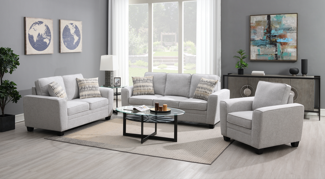 Confa Grey Living Room Set (Sofa + Loveseat + Chair)