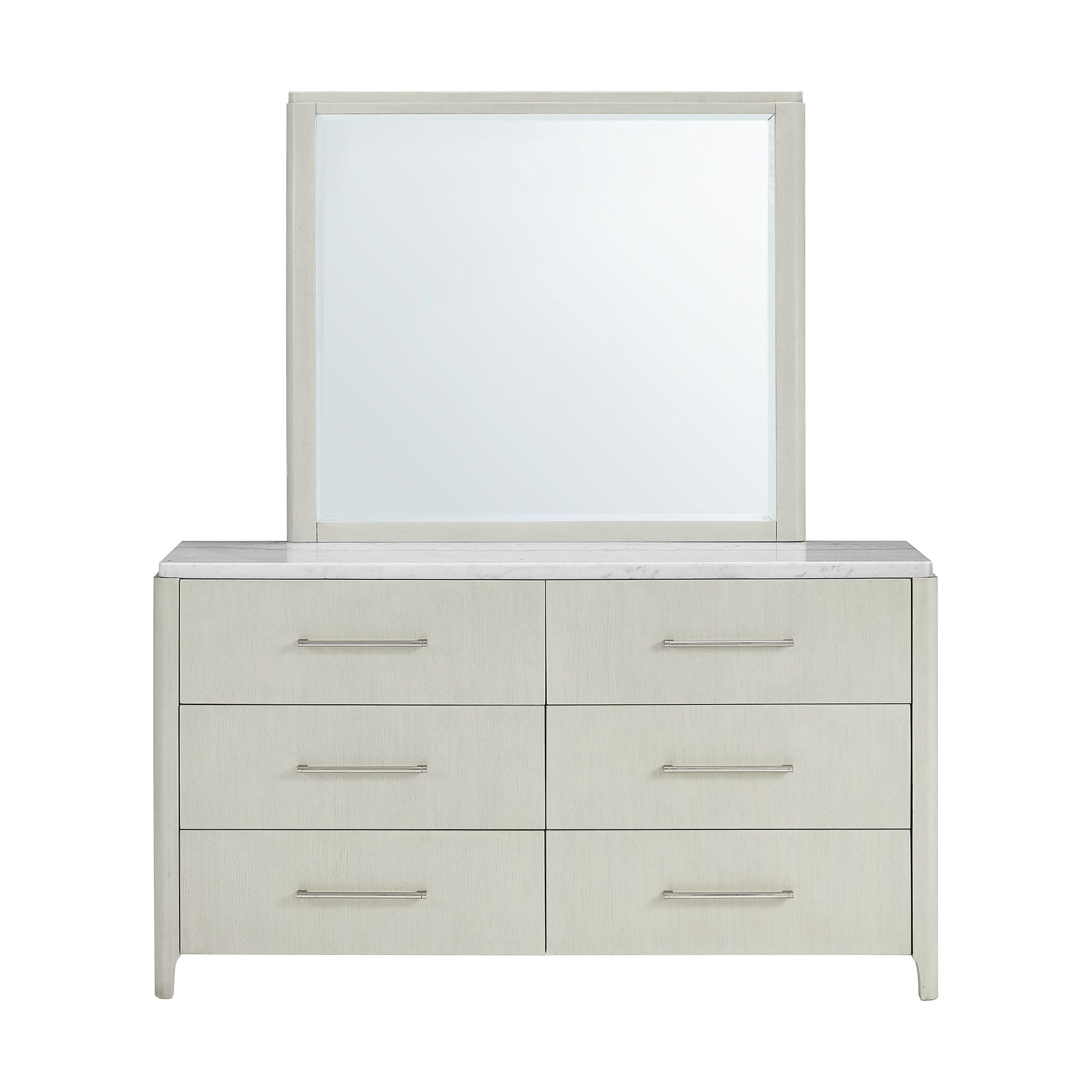 South Beach Light Grey Full Set Marble Top Dresser And Mirror (8785092116801)
