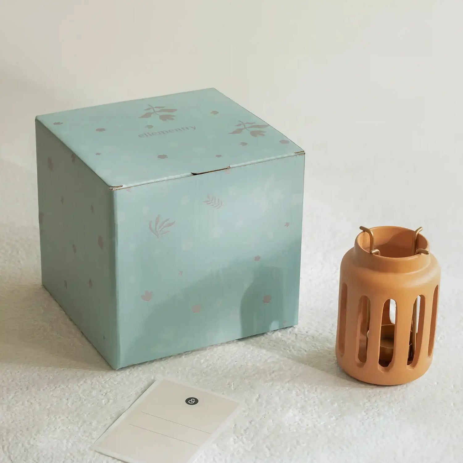 Lupa Terracotta Round Lantern W/Metal Handle - Small