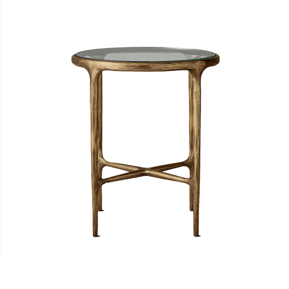 Round End Table with Glass Top