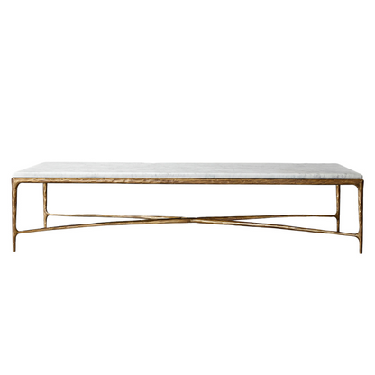 Square Silver Coffee Table with Marble Top