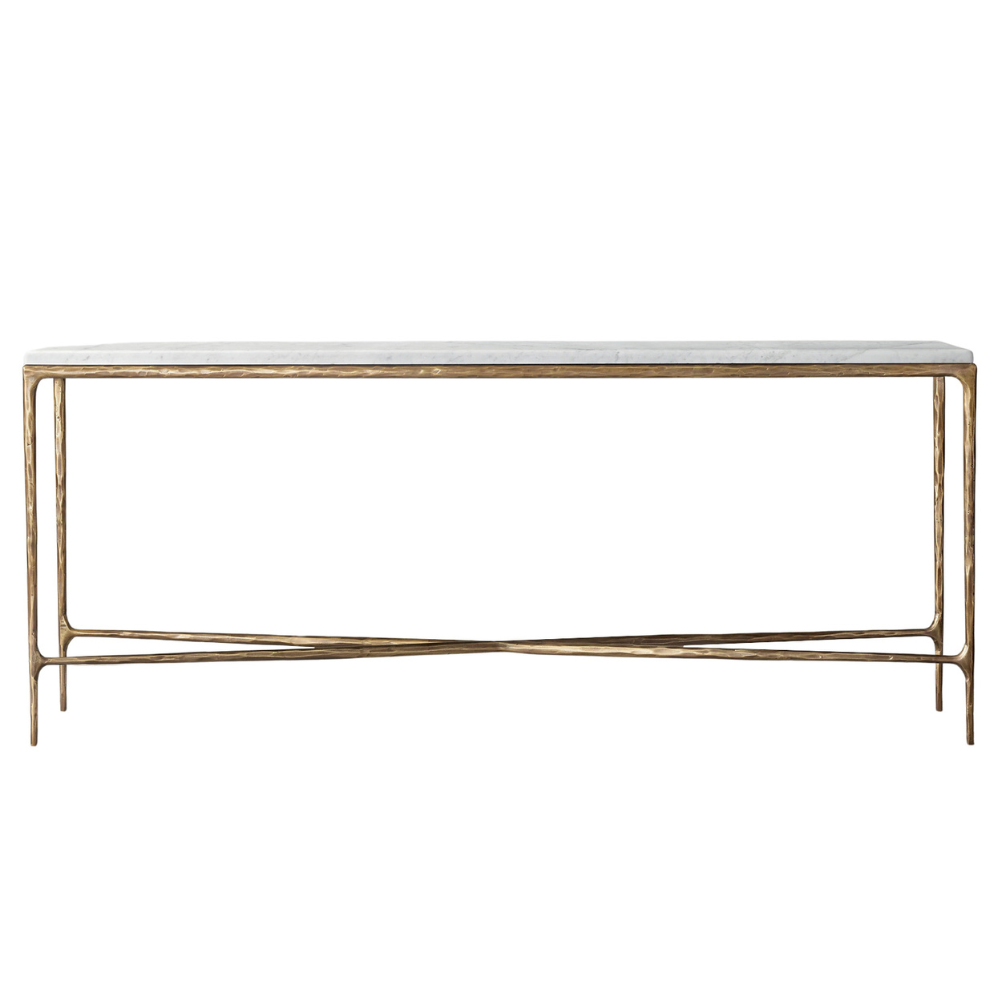 Silver Console Table with Marble Top