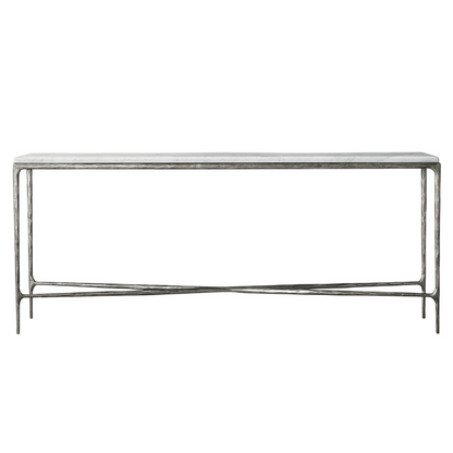 Silver Console Table with Marble Top