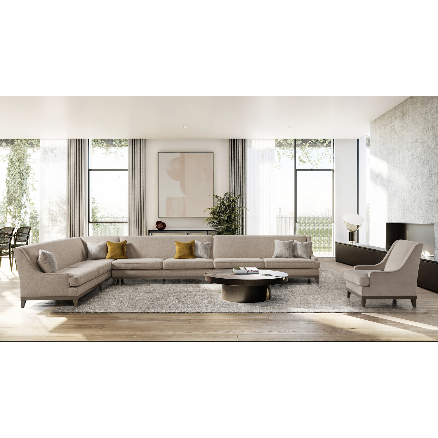 Classy By Noha Albabtain Sectional LAF3+AL+RAF2 + Accent Chair