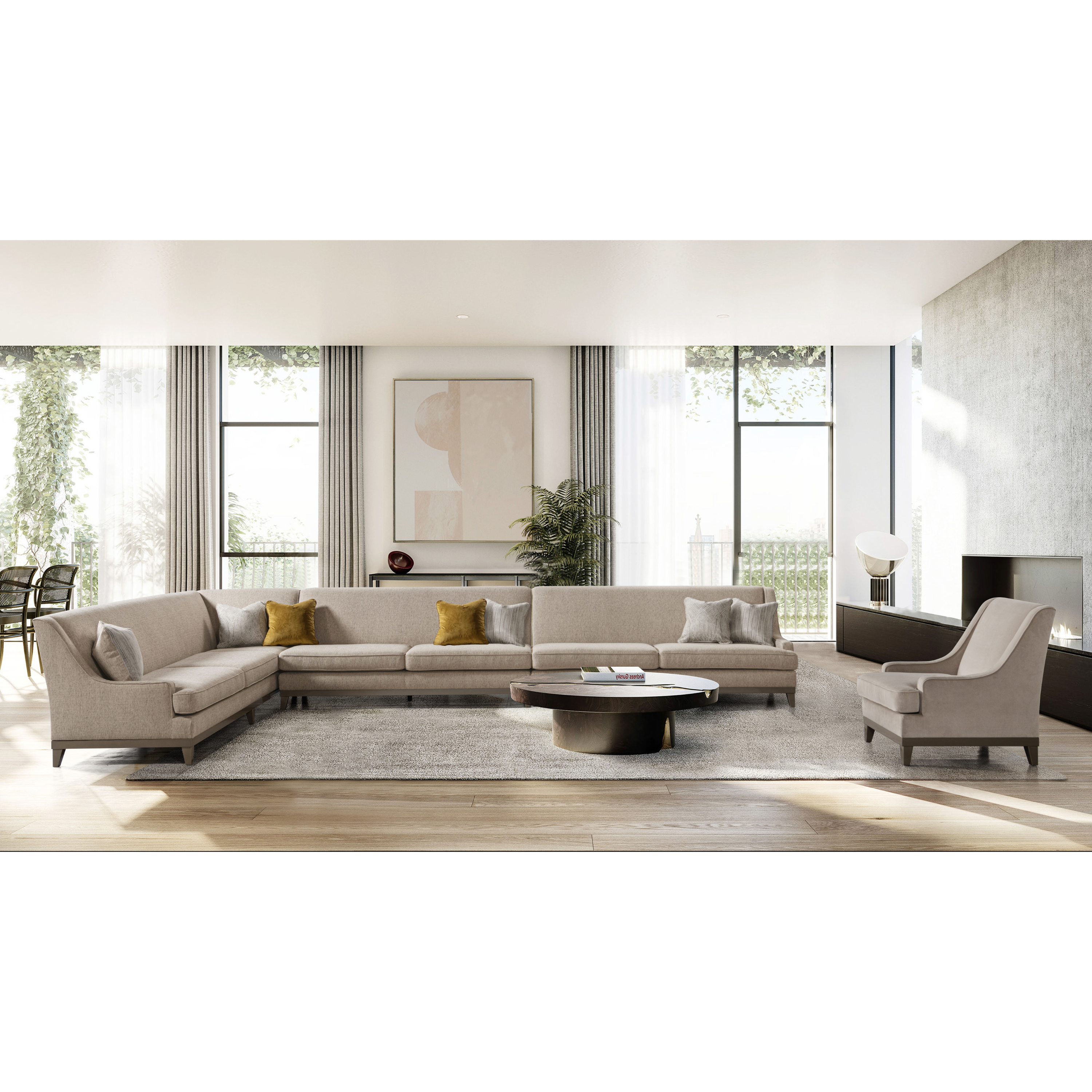 Classy By Noha Albabtain Sectional LAF3+AL+RAF2 + Accent Chair