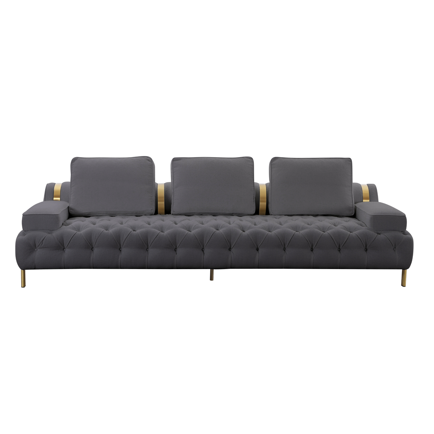 Tufting Dark Grey 4 Seater Sofa (280cm)