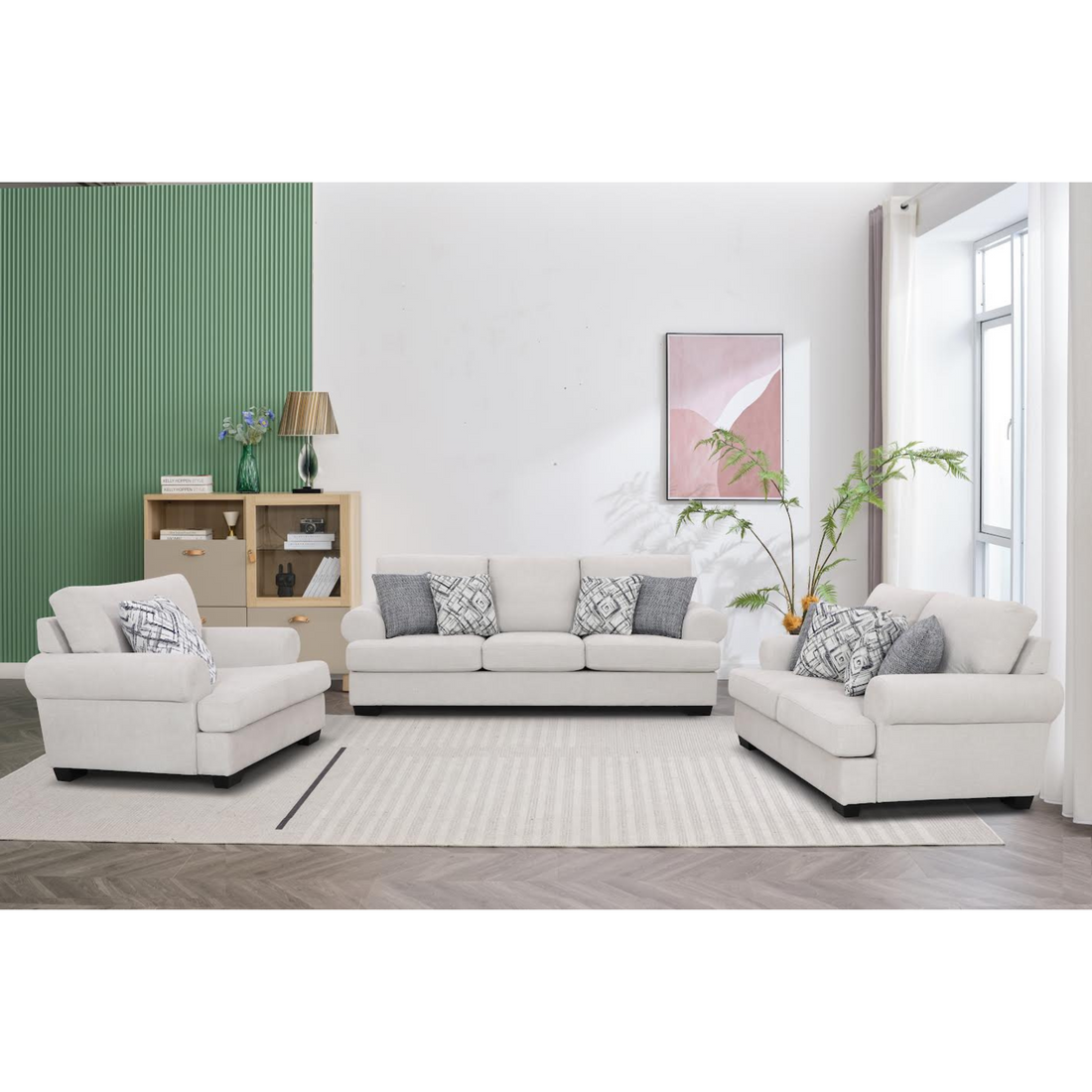 Elegant Off-White Living Room Set RF1622-001Kit-1
