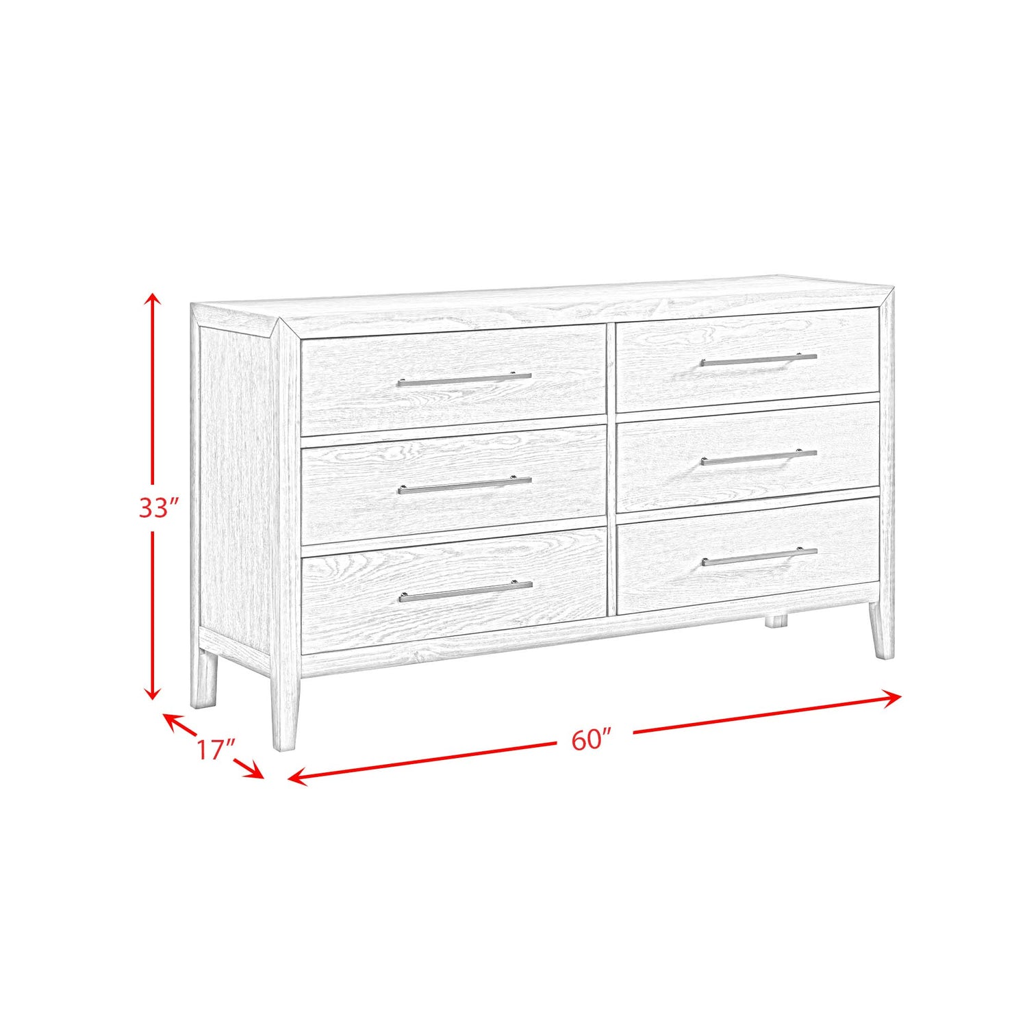 Versailles Contemporary 6-Drawer Dresser