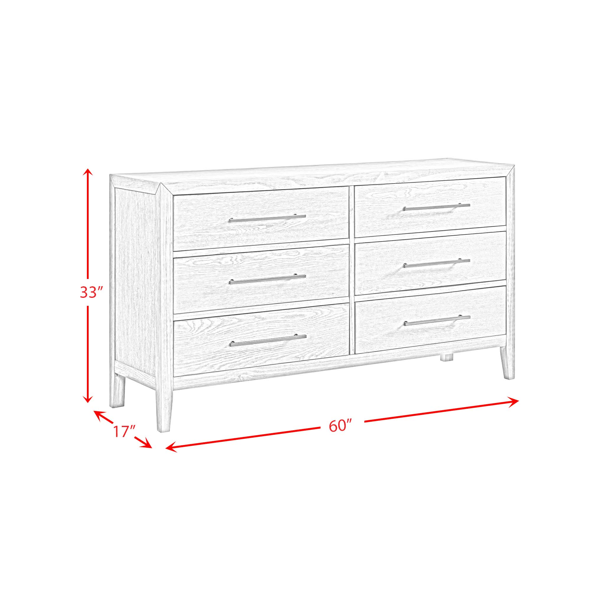 Versailles Contemporary 6-Drawer Dresser