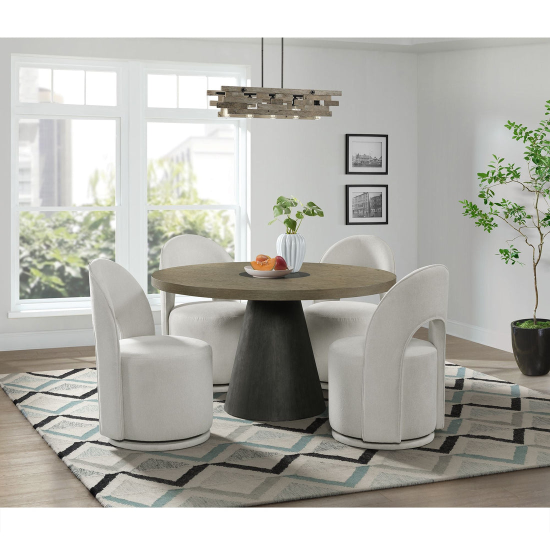 Mirren Round Dining Table Top&amp; Base in Dark Espresso 
