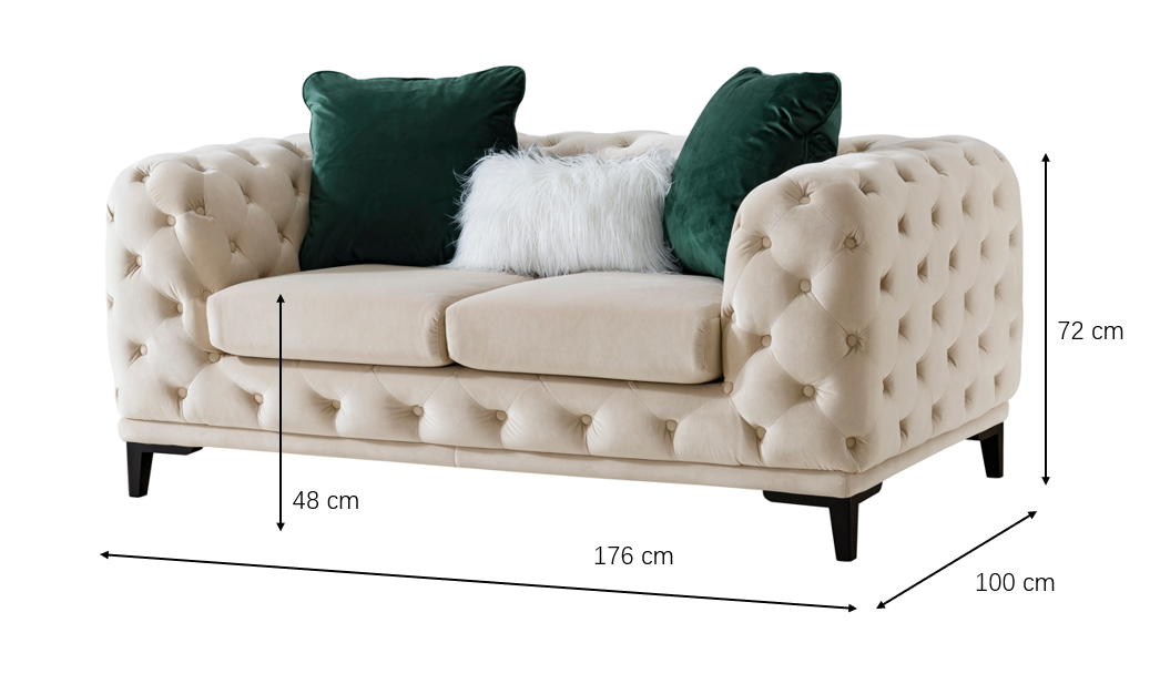 Statement Tuft Off-White Loveseat (176cm)