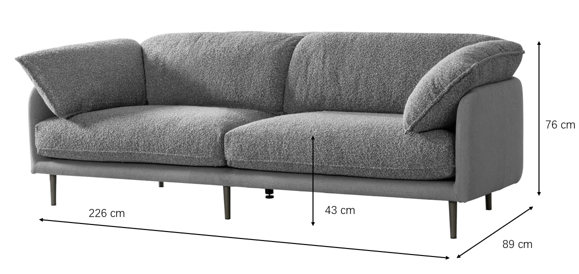 Ahad Grey Boucle Sofa