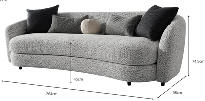 Jamie Grey Boucle 4-Seater Sofa (264cm)