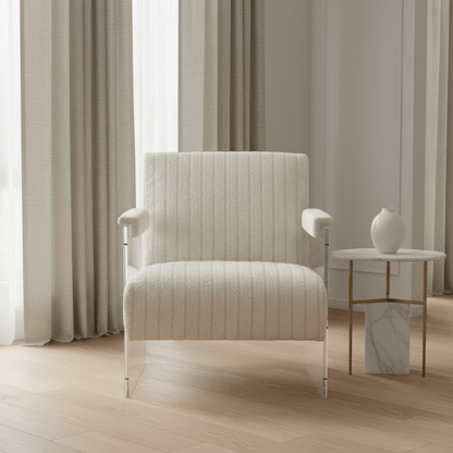 Acrylic Sides cream accent chair