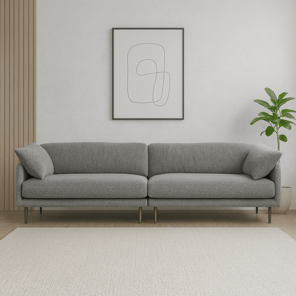 Ahad Grey Boucle 4 Seater Sofa