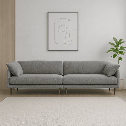 Ahad Grey Boucle 4 Seater Sofa