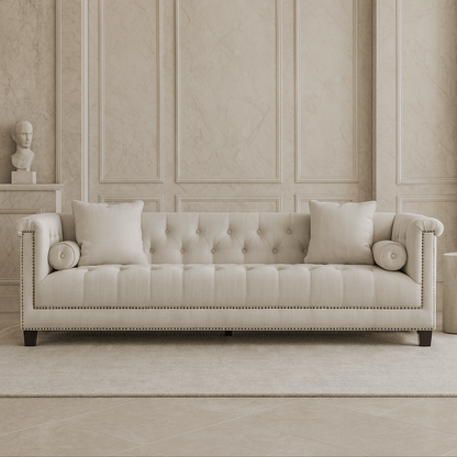 Alabid Linen off-White 4-Seater Sofa (247cm)