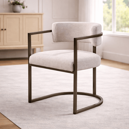 Alexa Light Beige Dining Chair- Bronze Legs