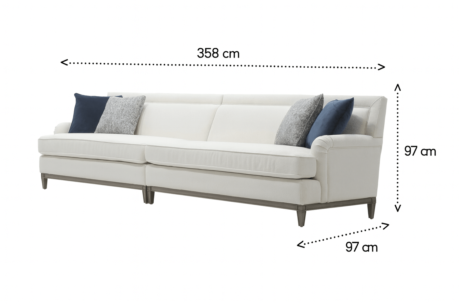 Amelia Navy 5 Seater Sofa (358cm)