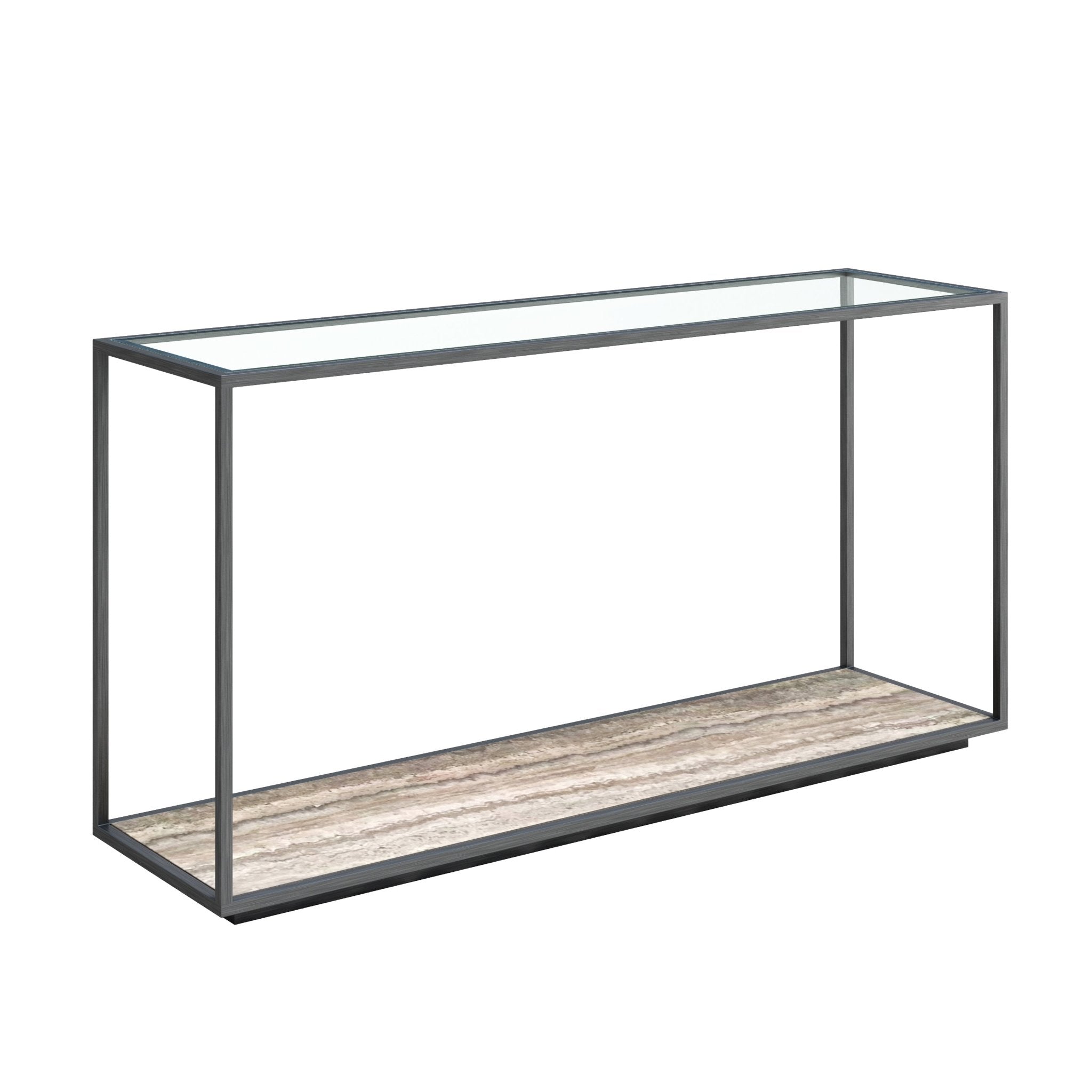 Amerah CONSOLE TABLE - Gray Travertine Grey Finish