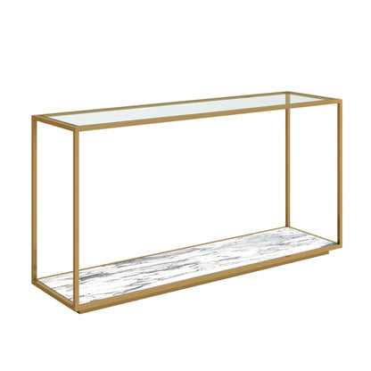 Amerah CONSOLE TABLE - White Arabescato Gold Finish