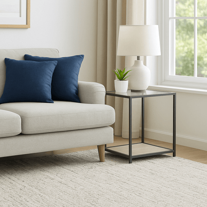 Amerah END TABLE - White Arabescato Gold Finish