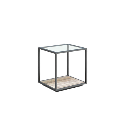 Amerah END TABLE - White Arabescato Gold Finish