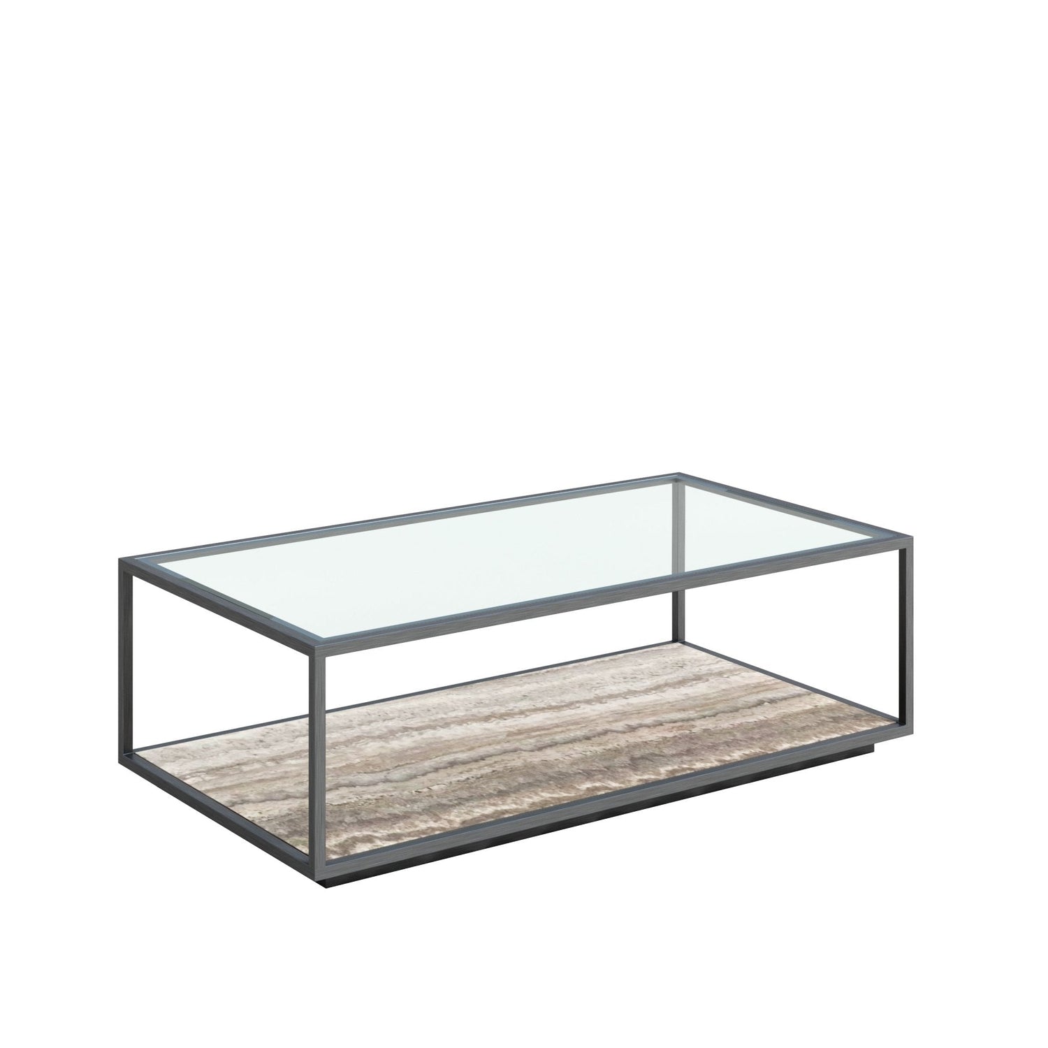 Amerah REC COFFEE TABLE - White Arabescato Gold Finish