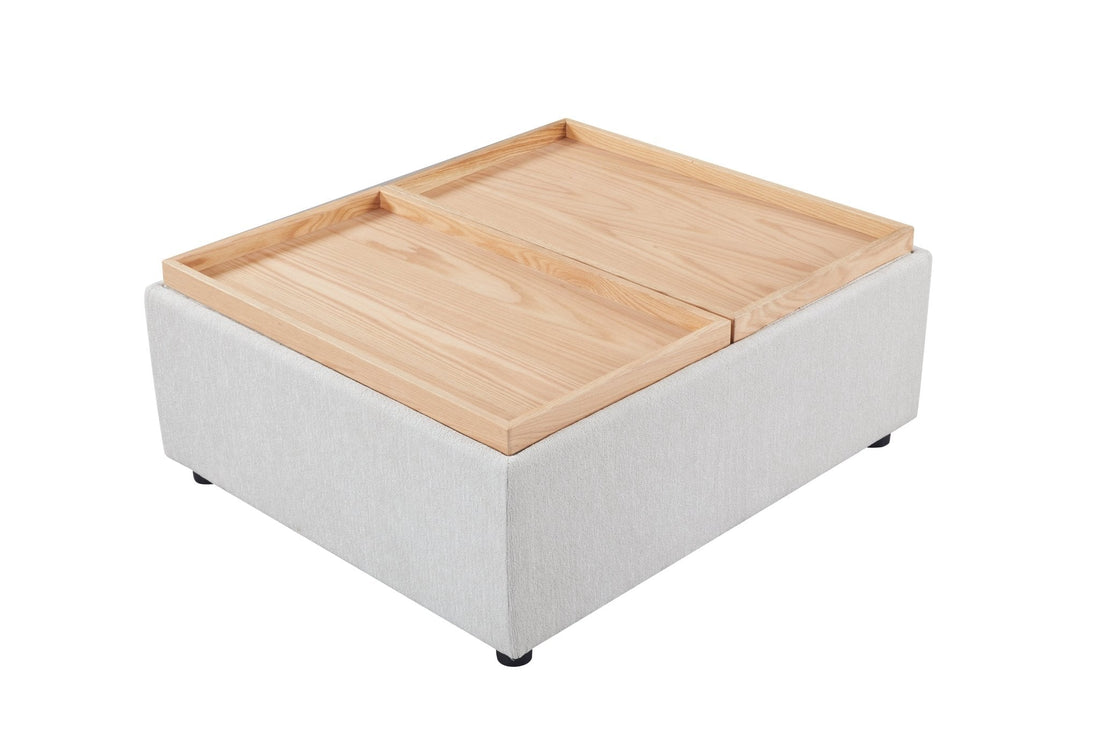 Anees Beige natual oak COFFEE TABLE/OTTOMAN(WITH STORAGE)