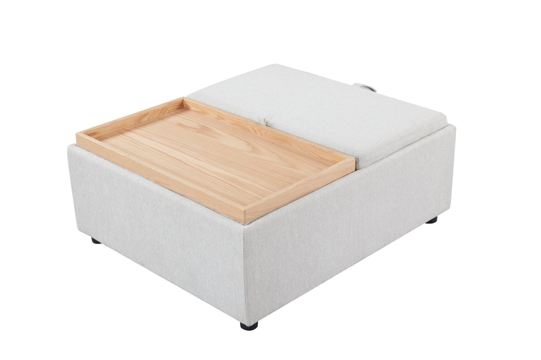 Anees Beige natual oak COFFEE TABLE/OTTOMAN(WITH STORAGE)