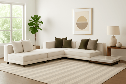 Arena White Sectional With Free Rug
