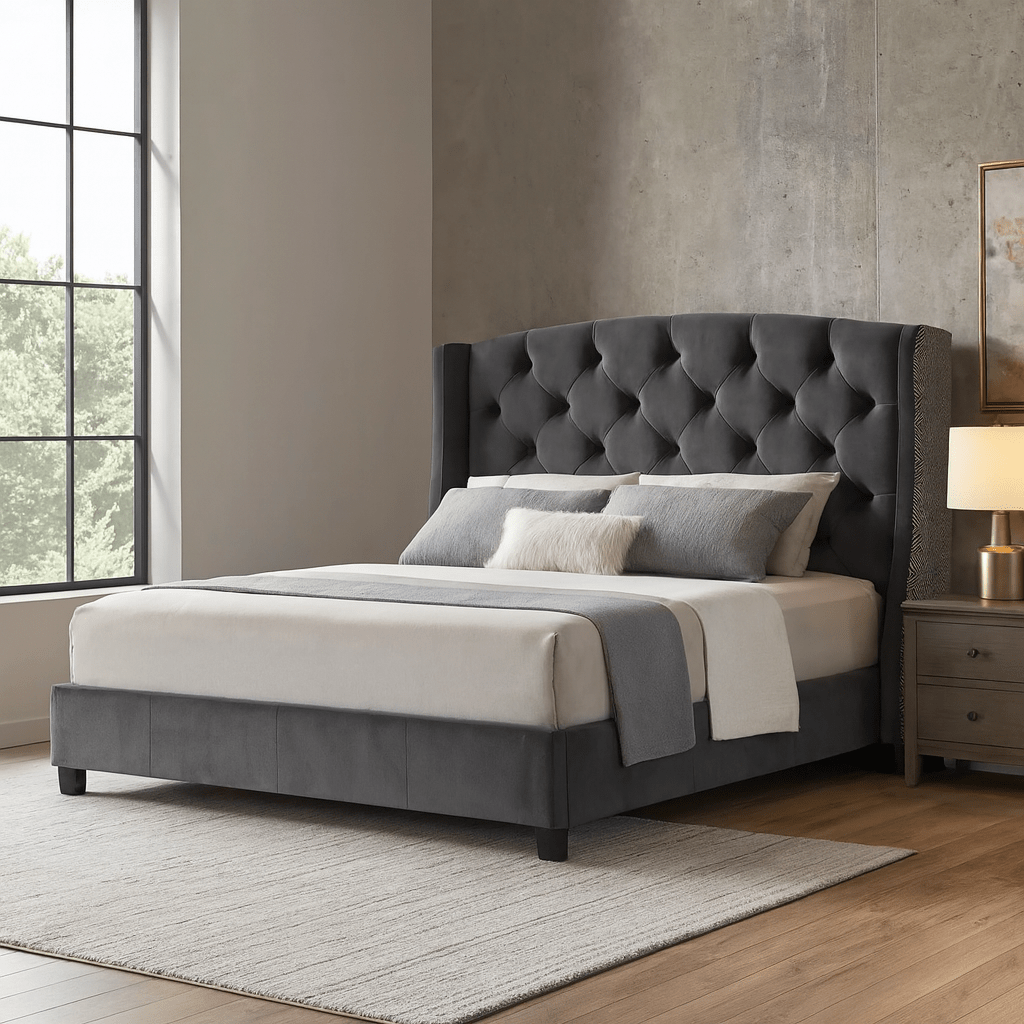 Ashy Upholstered (Queen/King) Bed