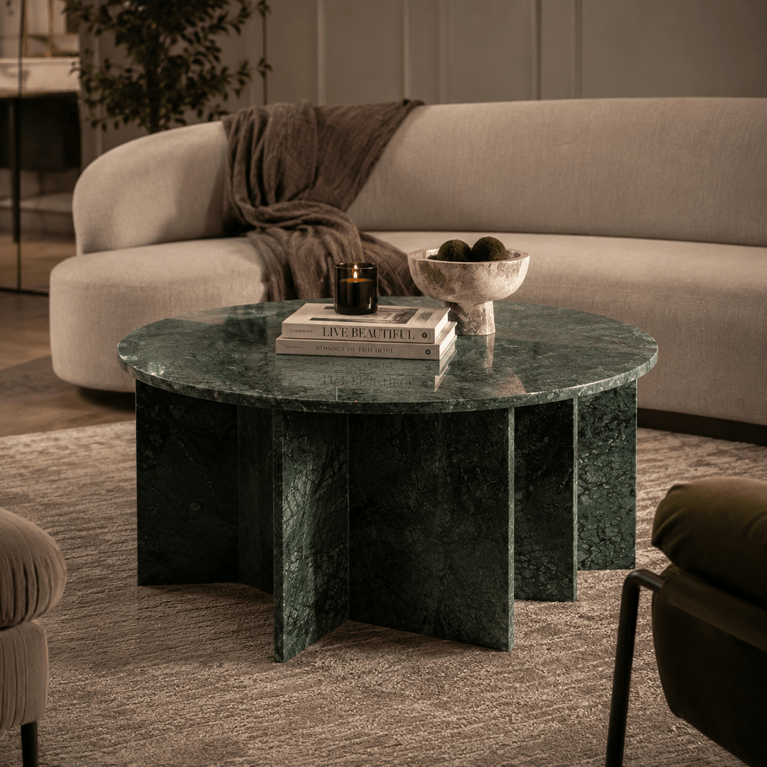 Atrium Green Marble Round Coffee Table
