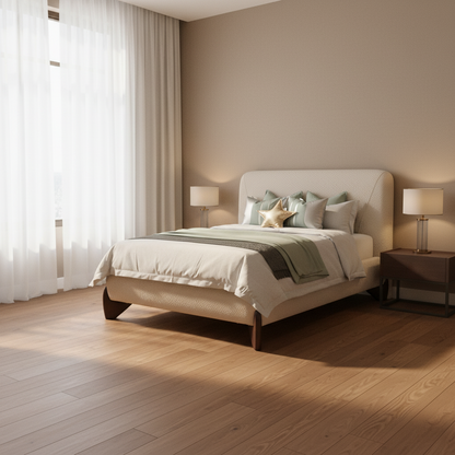 Aurora White Upholstered Bed
