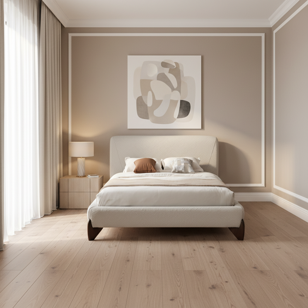 Aurora White Upholstered Bed