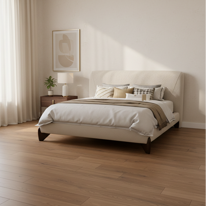 Aurora White Upholstered Bed