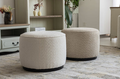 Beige Boucle Ottoman W55.5xH44cm